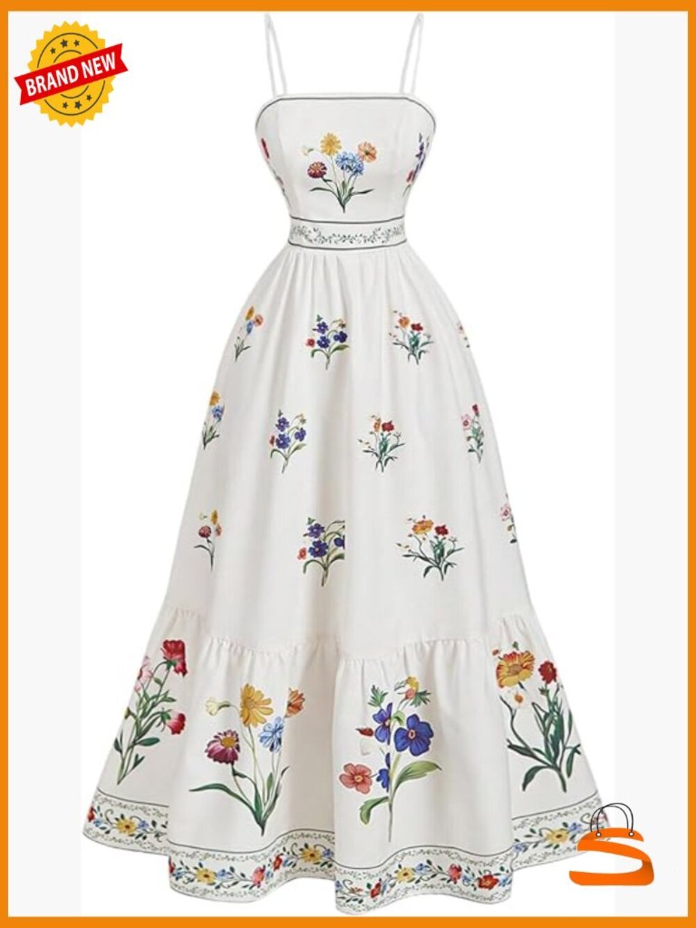 Boho Floral Spaghetti Strap Ruffle Maxi Dress Vacation